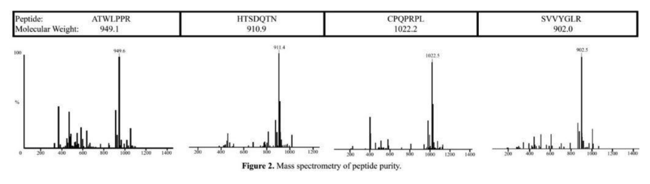 mass spectrometry of peptide purity.